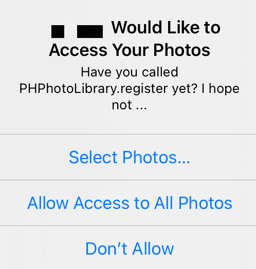 When to call PHPhotoLibrary.register in iOS apps