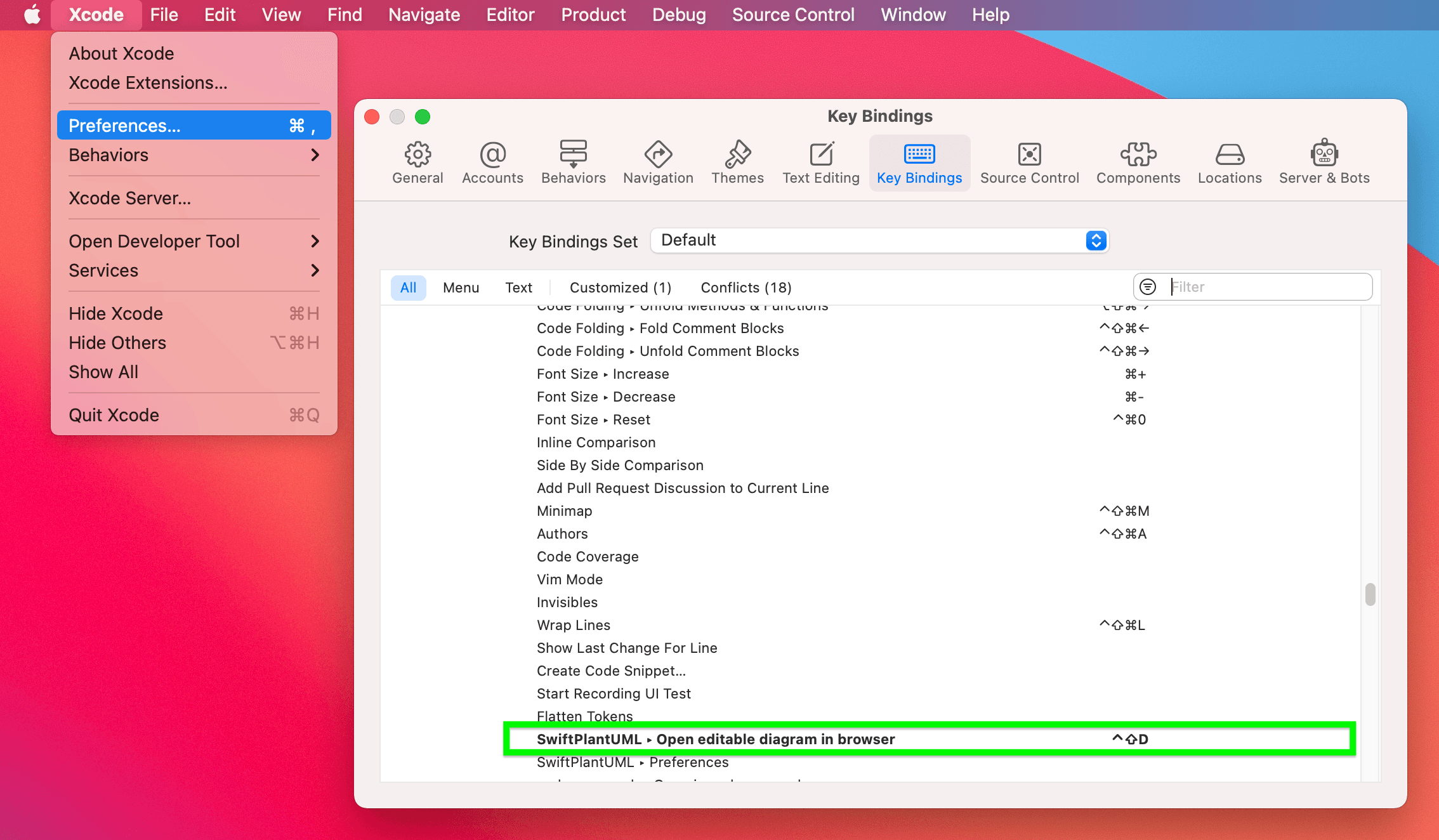 Use Xcode Source Extensions with Key Bindings