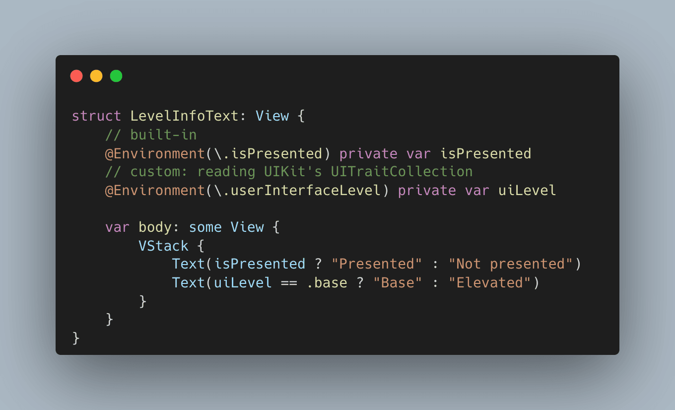UIUserInterfaceLevel in SwiftUI