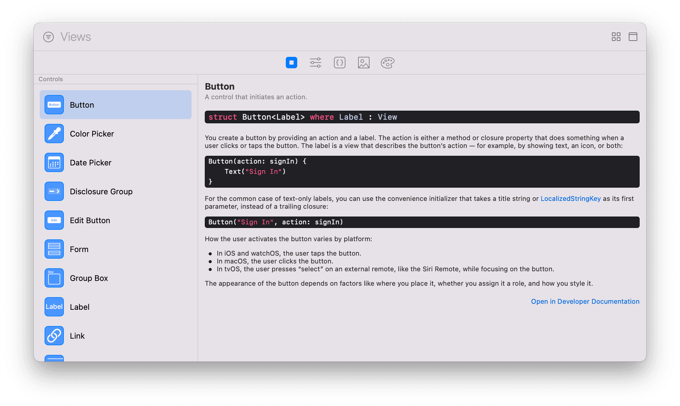 Apple's DeveloperToolsSupport framework