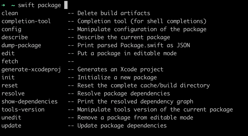 Autocompletion for Swift Package Manager Commands